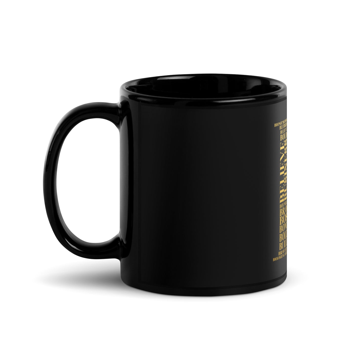 Glossy Mug - Black |  "B" | Gold Print