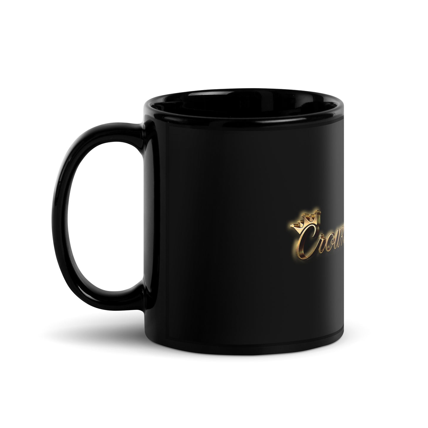 Glossy Mug - Black | Crowns & Cuts - Logo