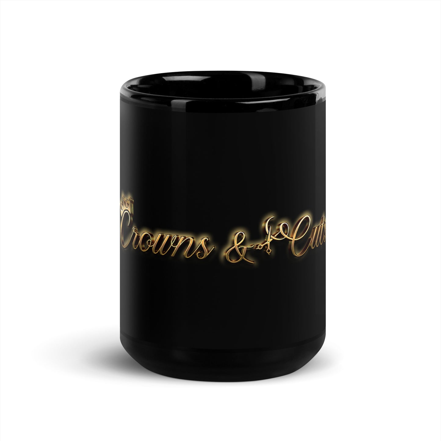 Glossy Mug - Black | Crowns & Cuts - Logo