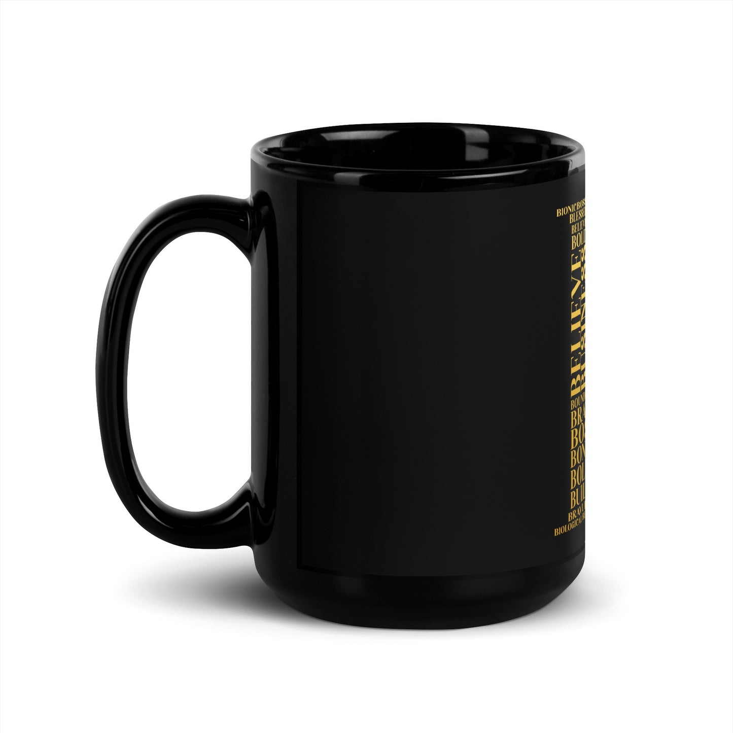 Glossy Mug - Black |  "B" | Gold Print