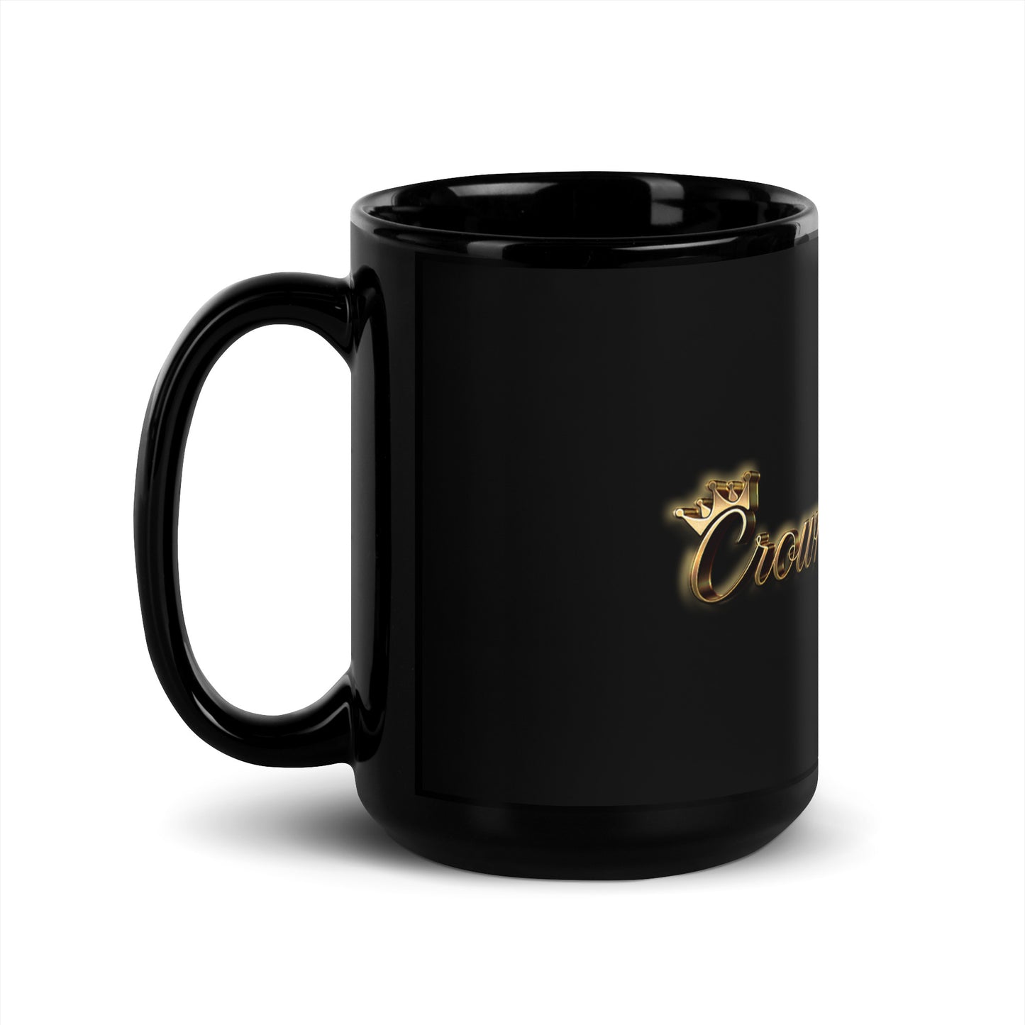 Glossy Mug - Black | Crowns & Cuts - Logo