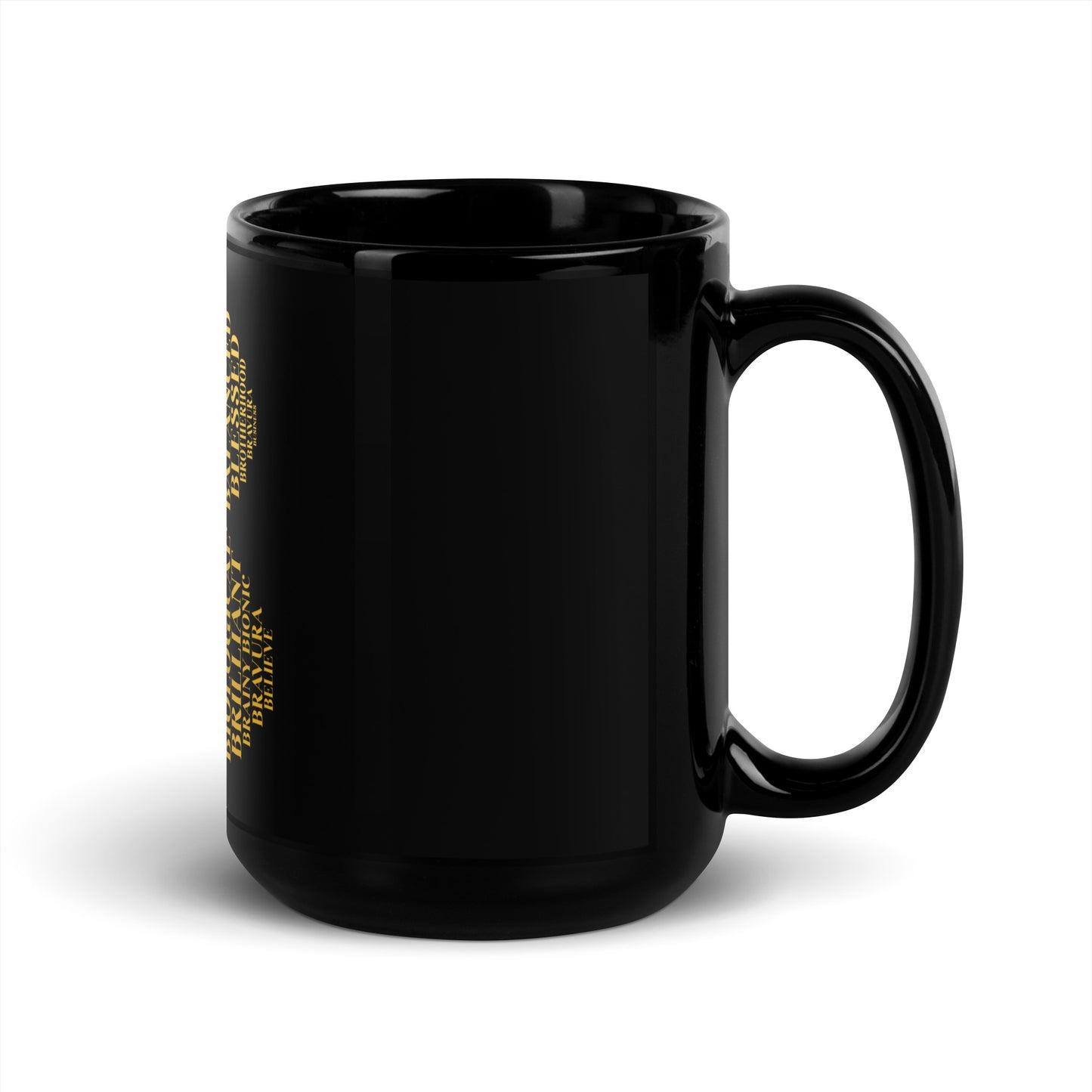 Glossy Mug - Black |  "B" | Gold Print