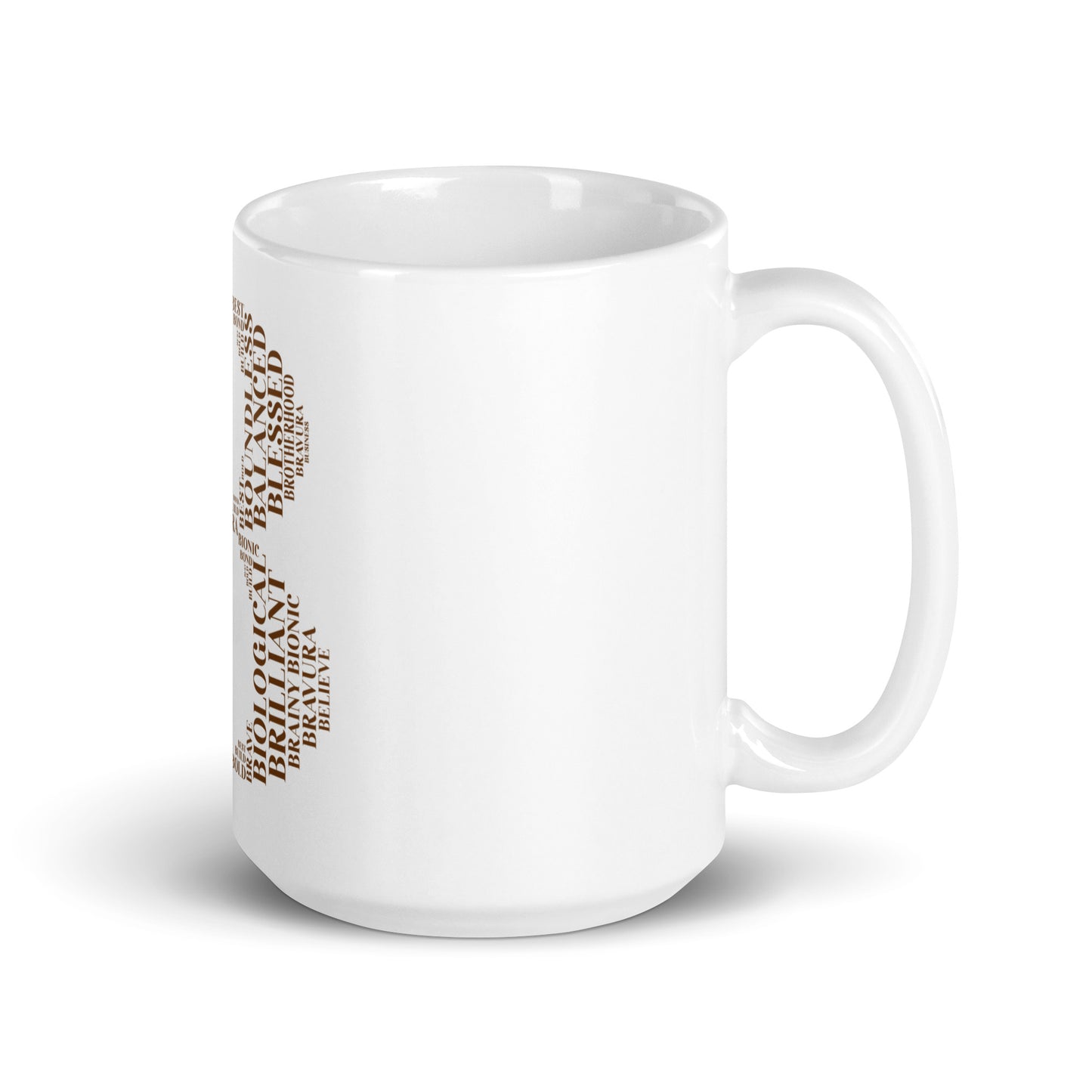 Glossy Mug - White | "B" - Brown Print